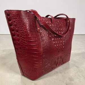 Brahmin Red Croc Embossed Leather Tote Large Melbourne Shoulder Bag Purse
